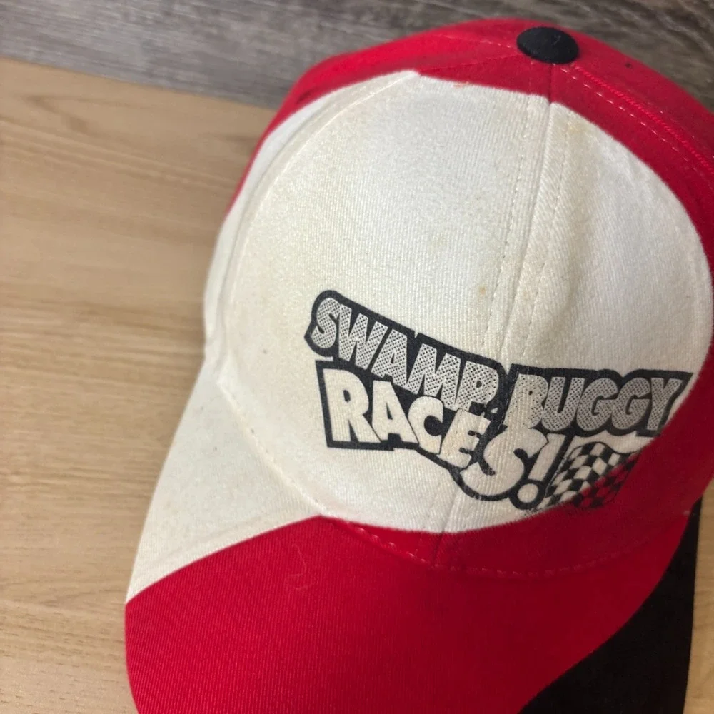 Vintage Swap Buggy Races Hat Cap Strap‎ Back Red Black Adjustable Mens